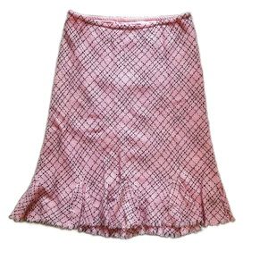 Vintage 90s Barbie Pink Plaid Ruffled Midi Skirt